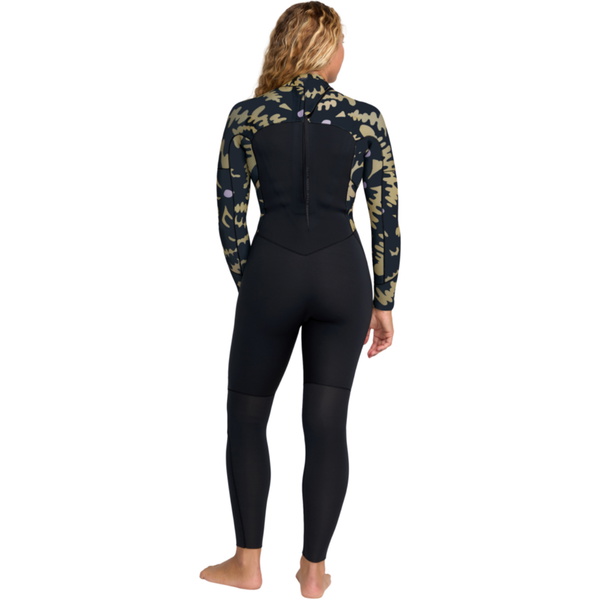 2025 Roxy Dame Swell Natural 4/3mm Back Zip Våddragt Med Lynlås 26BW213512 - Black Floral